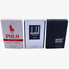 Pack of 3 Pocket Perfume (Dunhill London Icon – Mont Blanc Emblem – Polo Ralph Lauren Red)