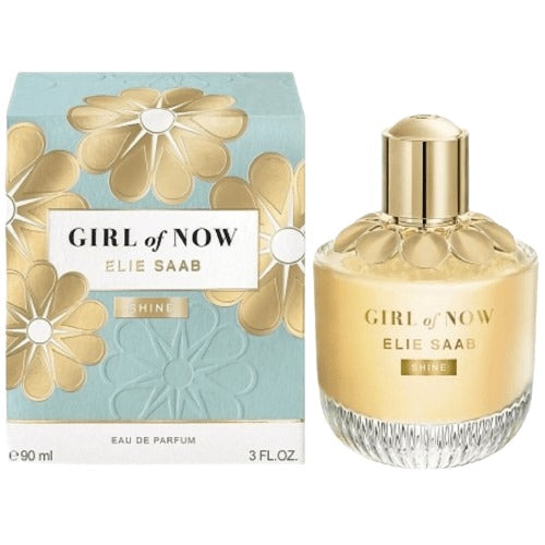 Elie Saab Girl Of Now Eau de Parfum 90ml bottle with packaging, featuring gold and white color scheme with floral motifs.
Girl of Now Eau de Parfum by Elie Saab is a glowing celebration of vibrant femininity infused with sweet fruits, rich florals, and warm gourmand notes. It’s designed for the confident woman who loves to stand out with grace. This 100% authentic imported tester brings you the signature Elie Saab luxury at a smart price point.