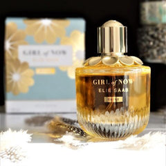 Elie Saab Girl of Now perfume bottle with packaging in the background
Girl of Now Eau de Parfum by Elie Saab is a glowing celebration of vibrant femininity infused with sweet fruits, rich florals, and warm gourmand notes. It’s designed for the confident woman who loves to stand out with grace. This 100% authentic imported tester brings you the signature Elie Saab luxury at a smart price point.