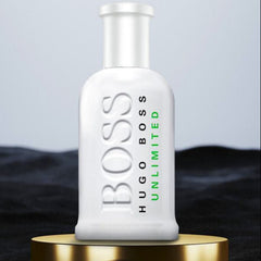 Hugo Boss Unlimited white perfume bottle on a dark fabric background
Hugo Boss Bottled Unlimited Eau de Toilette is a vibrant fusion of cool mint, juicy pineapple, and warm woods. Designed for the driven man, it’s an invigorating scent that fuels confidence and action. This 100% authentic imported tester delivers signature Boss quality without the designer price tag.