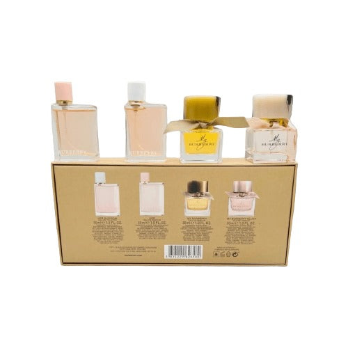 My Burberry Perfume Kit captures the heart of British elegance in four distinct scents inspired by the iconic Burberry trench coat and the charm of a blooming English garden. This 100% original off-shelf gift set includes four 30ml bottles, each offering a unique olfactory journey from fresh florals to warm musk. Perfect as a gift or personal indulgence, it blends timeless sophistication with modern allure.