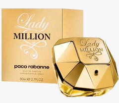 Paco Rabanne Lady Million Eau de Parfum is a captivating floral-fruity fragrance with a seductive blend of sweet raspberry, rich florals, and warm woody notes. Designed for the modern, powerful woman, this scent is bold, irresistible, and unforgettable.