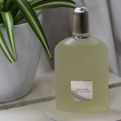 Perfume bottle labeled 'Tom Ford' on a surface with a plant in the background
Tom Ford Grey Vetiver Eau de Parfum is a refined and distinguished scent that balances earthy vetiver with bright citrus and spice. Designed for the confident and cultured man, this 100% authentic imported tester offers signature Tom Ford sophistication without the luxury price.