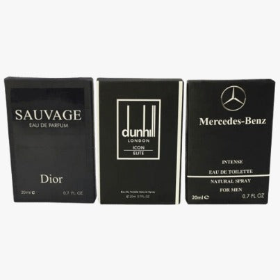 Pack of 3 Pocket Perfume (Dior Sauvage – Dunhill London – Mercedes-bez)