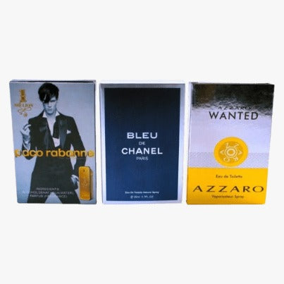 Pack of 3 Pocket Perfume (One Million – Bleu De Chanel – Azzaro Wanted)