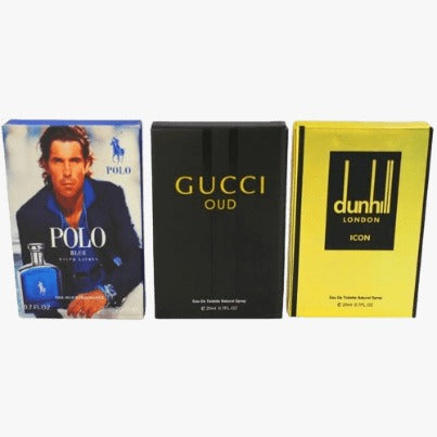 Pack of 3 Pocket Perfume (Polo Blue – Gucci Oud – Dunhill London)