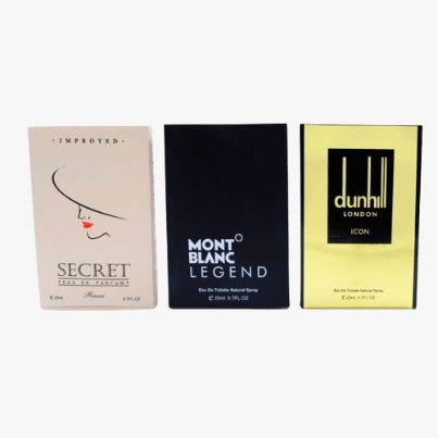 Pack of 3 Pocket Perfume (Secret – Mont Blanc Legend – Dunhill London)