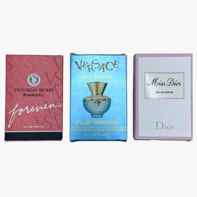 Pack of 3 Pocket Perfume (Victoria Secret Bombshell Forever – Versace Dylan Turquoise – Miss Dior)