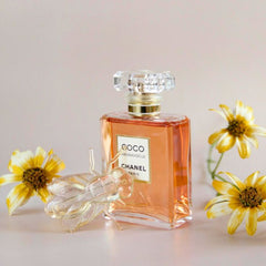 Chanel perfume bottle with yellow flowers on a light background
Chanel Coco Mademoiselle Eau de Toilette' is a modern classic —an elegant blend of fresh citrus, delicate florals, and warm oriental notes. This 100% authentic tester perfume delivers luxury and lasting power at a fraction of the retail price.