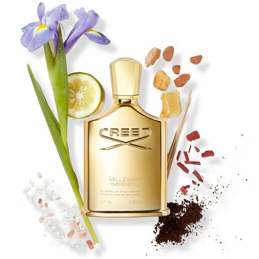 Gold Creed perfume bottle with floral and spice elements on a white background
Creed Millesime Imperial is a masterpiece of refinement, crafted for men and women who desire elegance, freshness, and luxury in every spray. Inspired by the romance of the Mediterranean, this 100% authentic imported tester combines salty sea accords, citrus brightness, and warm musky woods all with Creed’s signature artistry, without the premium price tag.