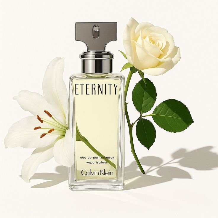 Calvin Klein Eternity perfume bottle with white flowers on a white background
Eternity Eau de Parfum by Calvin Klein is a timeless floral fragrance that blends lush botanicals with soft woods and sensual musk. It's designed for the woman who values elegance, tradition, and emotional depth. This 100% authentic imported tester offers the same sophisticated essence without the luxury price tag.