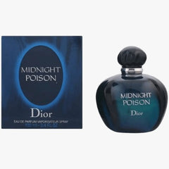 Dior Midnight Poison EDP 100ml perfume bottle and packaging, black and blue color scheme with the brand and product name displayed.
Midnight Poison Eau de Parfum by Dior is a powerful and enigmatic scent.&nbsp;Wrapped in rich florals, deep woods, and warm ambers, it’s designed for the bold and confident woman who thrives under moonlight. This 100% authentic imported tester delivers the signature sophistication of Dior with irresistible depth and charm.