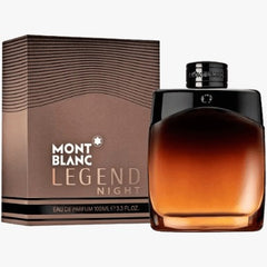 Mont Blanc Legend Night EDP bottle and packaging
Mont Blanc Legend Night Eau de Parfum is a captivating scent crafted for the modern man who owns the night. Bold, aromatic top notes lead into a warm, woody heart, finishing with a smooth, sensual base. This 100% authentic imported tester offers premium quality and unforgettable character without the luxury price tag.