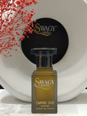 Empire Oud Eau de Parfum by Swagy Scents is a masterful blend of luxurious oud, rich amber, and smooth vanilla,&nbsp;all infused with smoky woods, spices, and florals. Deep, sensual, and unforgettable, this 100% authentic imported tester is designed for those who command attention and leave a lasting impression.